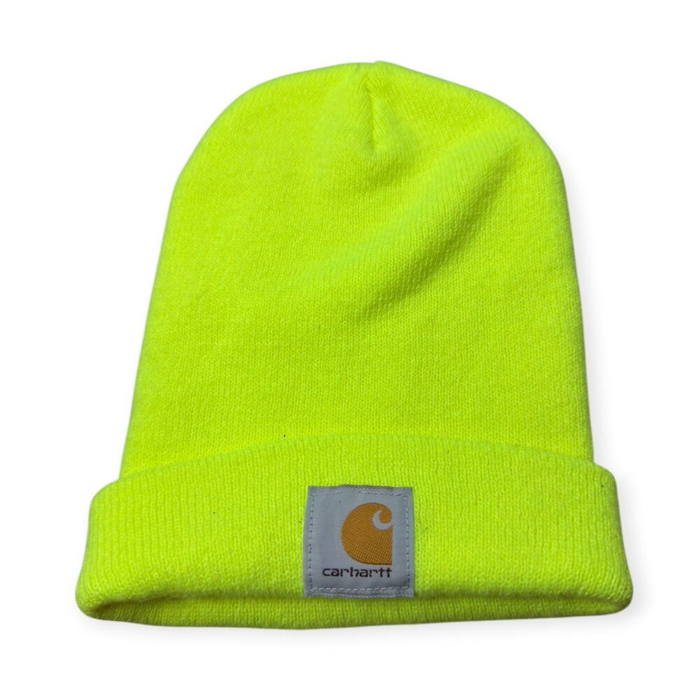 Carhartt Beanie Lime Green Beanie Hat Winter Knit Cuffed Unisex OSFA